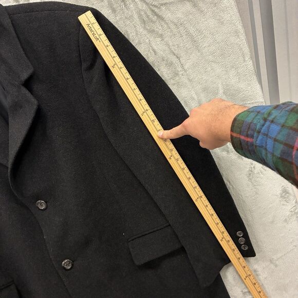 Men's Silver Cloud Cashmere Wool Italian Dark Gray Full Length Overcoat 42R - Picture 2 of 8